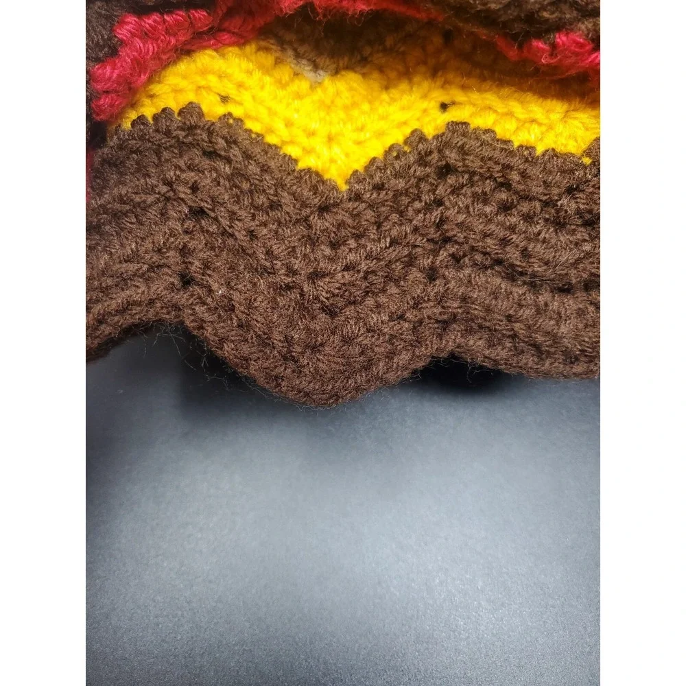 Retro Hand‎ Crocheted Zig Zag Afghan Blanket Throw 67